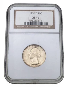 1932-D 25C Washington Quarter Graded by NGC as XF-40 - Picture 1 of 4