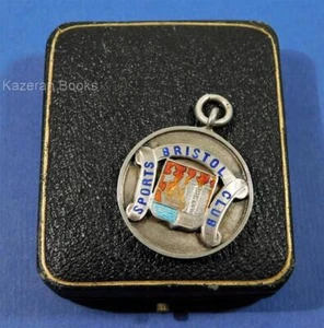 Vintage Bristol Sports Club Silver Enamel Pocket Watch Fob Or Medal 1923 Hicks - Picture 1 of 12