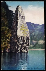 Lake Lucerne Schillerstein Mythenstein Monument Stone Switzerland Postcard - Picture 1 of 2