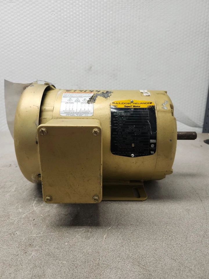 USED BALDOR 1HP ELECTRIC MOTOR 230/460V. 3,450RPM SUPER E EM3545 - Image 1 of 4