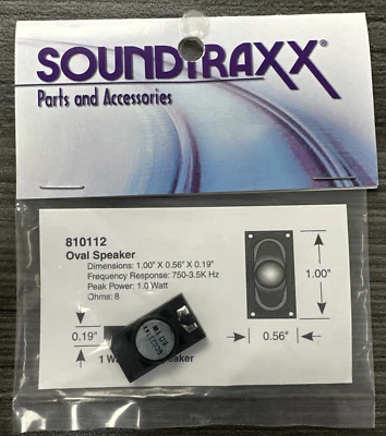 Soundtraxx Part No. 810112 Oval Speaker 8 Ohm 1 Watt 1" X .56" X .19" NIP! - Image 1 of 4