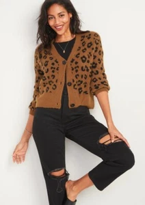 Old Navy Cozy Leopard-Print Cardigan Sweater XXL - Picture 1 of 2