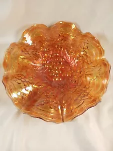 Fenton Vintage Carnival Glass Grapes Vine Leaves Bowl Iridescent Ruffled 9" - Picture 1 of 2