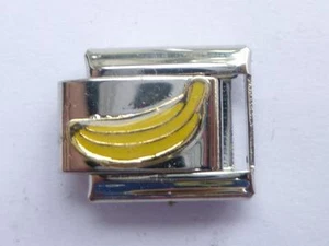 SILVER BANANA FRUIT CLASSIC ITALIAN CHARM FITS ALL 9mm BRACELETS O14 - Picture 1 of 1