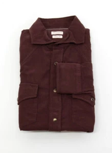 NWT$1150 Brunello Cucinelli Men Easy Fit Corduroy Snap-Down Shirt Size S A242 - Picture 1 of 9