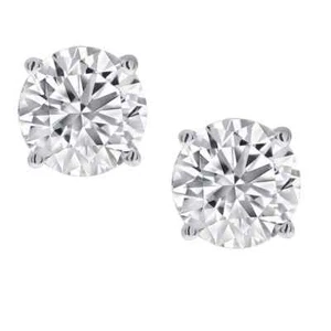 14K White Gold 1/2ct tw Round Diamond Stud Screw Back Earrings - Picture 1 of 5