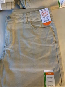 Wonder Nation Girls Khaki Jeans Pants Straight Adjustable Waist Stretch 14 Plus - Picture 1 of 10