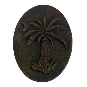Rustic Oval 3D Metal SC Palmetto Tree Crescent Moon Wall Plaque - Picture 1 of 3