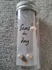 Freshwater Pearl Giftset In A Bottle Avon Seas The Day Earrings Necklace 42+9cms
