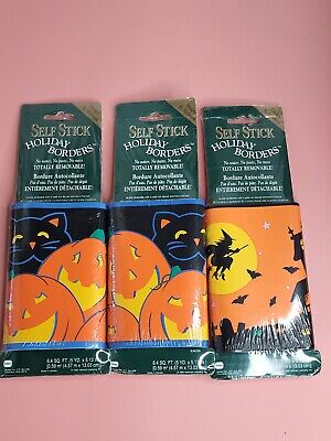 Self Stick Holiday Borders Halloween Lot Of 3 Borden Witches And Pumpkins • 33.84€