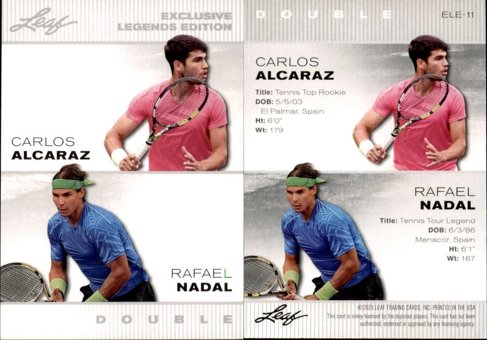 2023 Leaf Double Legends Carlos Alcaraz / Rafeal Nadal #ELE-11 Tennis! - Image 1 of 1