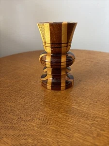 Vintage Hand Turned Wooden Candlestick Holder 4.5” - Picture 1 of 5