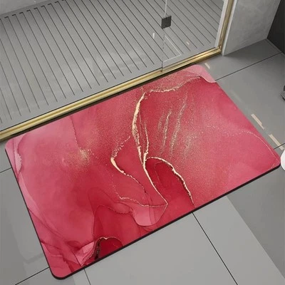 Badematte rutschfest saugfähig Badvorleger Badezimmerteppich Rot-009 - Bild 1 von 4