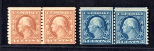 US 1917-1919 COIL LINE PAIRS SC. #495-496 #495 IS NEVER HINGED #496 LIGHT HINGE - Picture 1 of 2