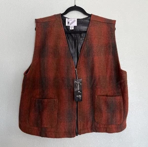 NWT Vintage Goouch Wool Vest Mens XL Orange Black - Picture 1 of 8