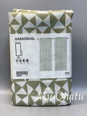 Шторы IKEA HARKORVEL, 1 пара (2 панели) зеленый белый 57 «X 98» новый - Изображение 1 из 4