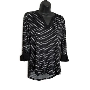 Top túnica Cocomo Petite pequeño a lunares negro blanco dobladillo alto bajo vintage preppy - Imagen 1 de 8