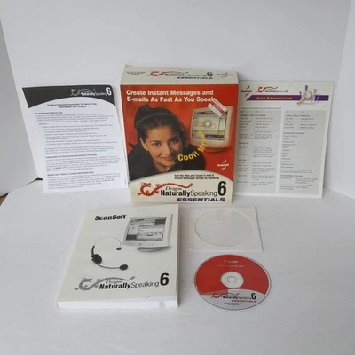 Dragon NaturallySpeaking 6 Essentials Speech Recognition Software Box Set CD Man - Image 1 of 4