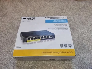 Netgear 8 Port Gigabit Managed Switch with POE GS108PE Includes Power Supply - Picture 1 of 8
