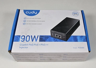 CUDY 90W Gigabit POE / POE+ / POE++ Injector 10/100/1000Mbps POE400 - Image 1 of 4