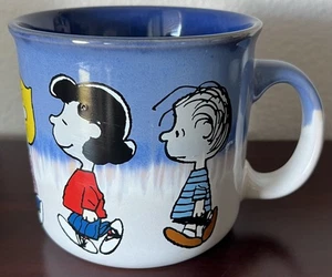 The Peanuts Gang Single File 21 oz Blue to White Fade Stoneware Mug NWT - Picture 1 of 6