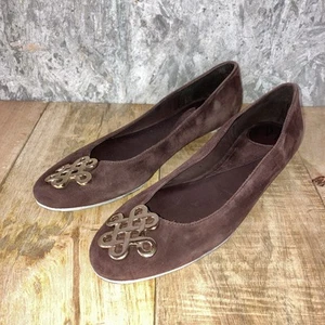 Diane Von Furstenberg Womens Brown Suede Flats Slip On Size 8M Quiet Luxury - Picture 1 of 13