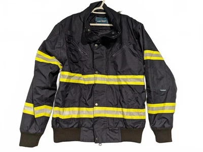PortWest Men's Work Jacket with Reflective Stripes Zip Vents Small Black Yellow - Image 1 of 4