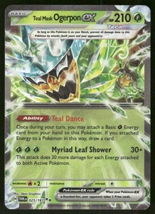 Pokemon Tcg Teal Mask Ogerpon ex #25 Pokemon Twilight Masquerade casi nuevo - Imagen 1 de 2