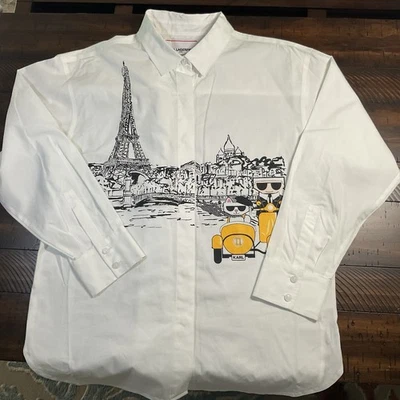 Karl Lagerfeld Paris Women's Blouse Shirt White Limited Edition Size Medium - Image 1 of 4