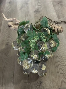 Vtg 12" Hang Swag Lamp Mid Century Lucite Acrylic Clear Gold Leaf Grape Cluster - Picture 1 of 13