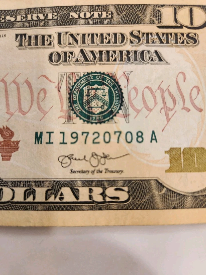 Birthday Note 10$  Bill July, 08 1972. (MI 19720708 A).  - Image 1 of 4