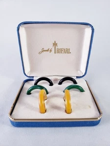Jewels by Crown Trififari Interchangeable Lucite Hoop Earring Set in Box - Picture 1 of 8
