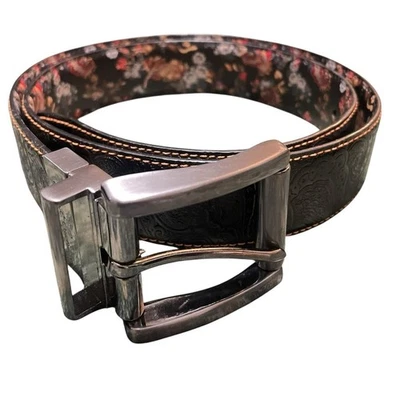 ROBERT GRAHAMA Printed Jungle Reversible Leather Belt Black Size 36 - Image 1 of 4