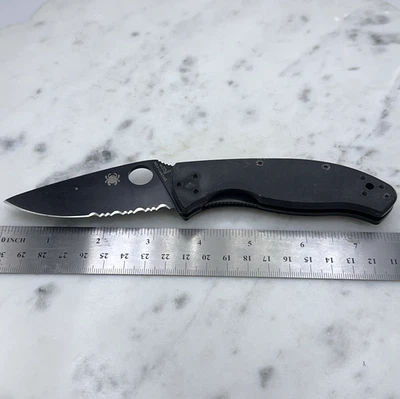 Spyderco Tenacious Folding Pocket Knife Combined 3.3" 8Cr13MoV Steel Blade FRN - Image 1 of 4