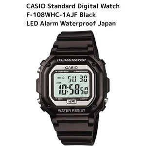 CASIO Standard Digital Watch F-108WHC-1AJF Black LED Alarm Waterproof Japan - Picture 1 of 6