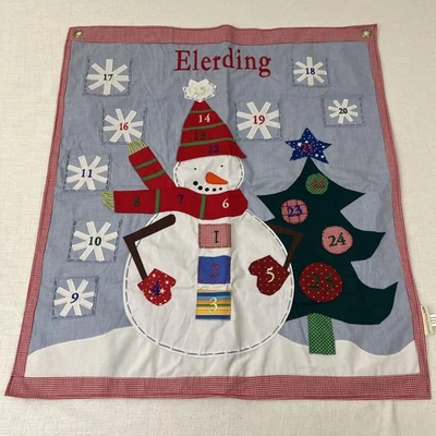 Pottery Barn Kids Snowman & Tree Fabric Advent Calendar Monogrammed “Elerding” - Image 1 of 4