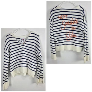 Kerri Rosenthal XOKR Striped Next Smile's On You Sweater Women’s S Embroidered - Picture 1 of 6