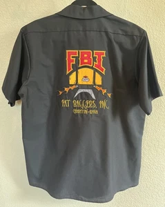 Red Kap Button Up Shirt Fat Baggers Iowa Men’s L Black Short Sleeve Mechanic - Picture 1 of 5