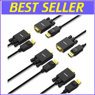 High-Performance 1.8M DisplayPort to VGA Cables - 5 Pack with Latch Design - Image 1 of 4