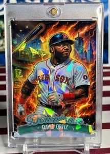 David Ortiz SP Downtown Cracked Ice Holographic Trading Card 918 Customs - Picture 1 of 2