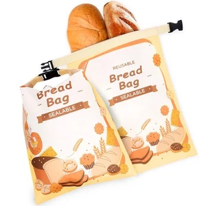 2 Pack Bread Bag - Fully Sealable Reusable Sourdough Storage Bag with Sealed ... - Picture 1 of 8