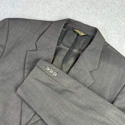 Bachrach 男式西装外套运动外套西装夹克黑色条纹羊毛 3 纽扣 44L — 第 1/4 张图片