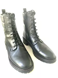 Stivali moto Napoleoni, pelle nera, stringati, zip laterale, US 10.5/EU 41, EUC - Foto 1 di 17