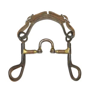 Vintage Brass Leather Western Bit Very Rare - Picture 1 of 9