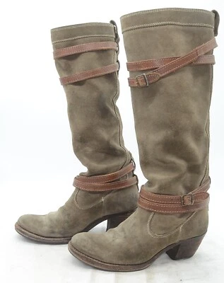 Botas hasta la rodilla Frye Jane Fatiga holgadas de gamuza para montar en motocicleta talla 6 Foto 1 de 4
