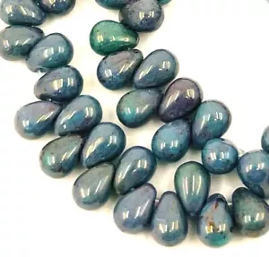 50 Czech Glass Teardrop Beads - Pink / Topaz Luster - Turquoise 6x4mm - Picture 1 of 4