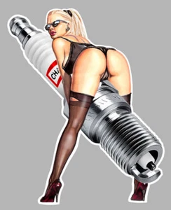 PINUP KERZE SPARK PLUG AUFKLEBER STICKER AUTO MOTORRAD BIKER BA176G - Bild 1 von 1