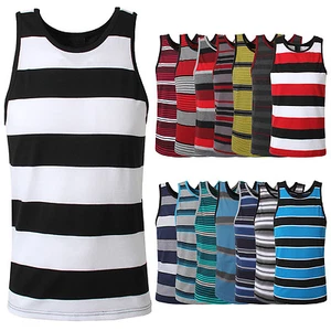 Top sin mangas para hombre sin mangas multicolor a rayas 15 colores NEMT25 - Imagen 1 de 61