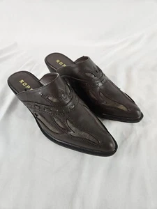 Roper Womens Beth Mule Shoes Booties 8.5 Brown Faux Leather Snip Toe Western - Picture 1 of 9