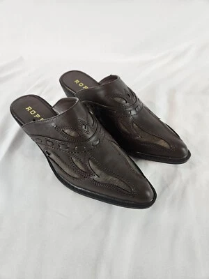 Roper Womens Beth Mule Shoes Booties 8.5 Brown Faux Leather Snip Toe Western - Image 1 of 4